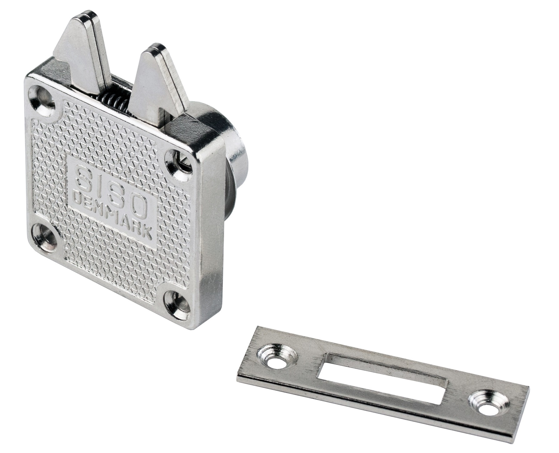 Högkvalitativt skruvbart rulljalusilås, yta: förnicklad, utförande: med samma nyckel, 14.01.460-5. Skjutdörrlås för rulljalusier, möbelskjutdörrar och mycket mer, av SISO Danmark - Bild 3