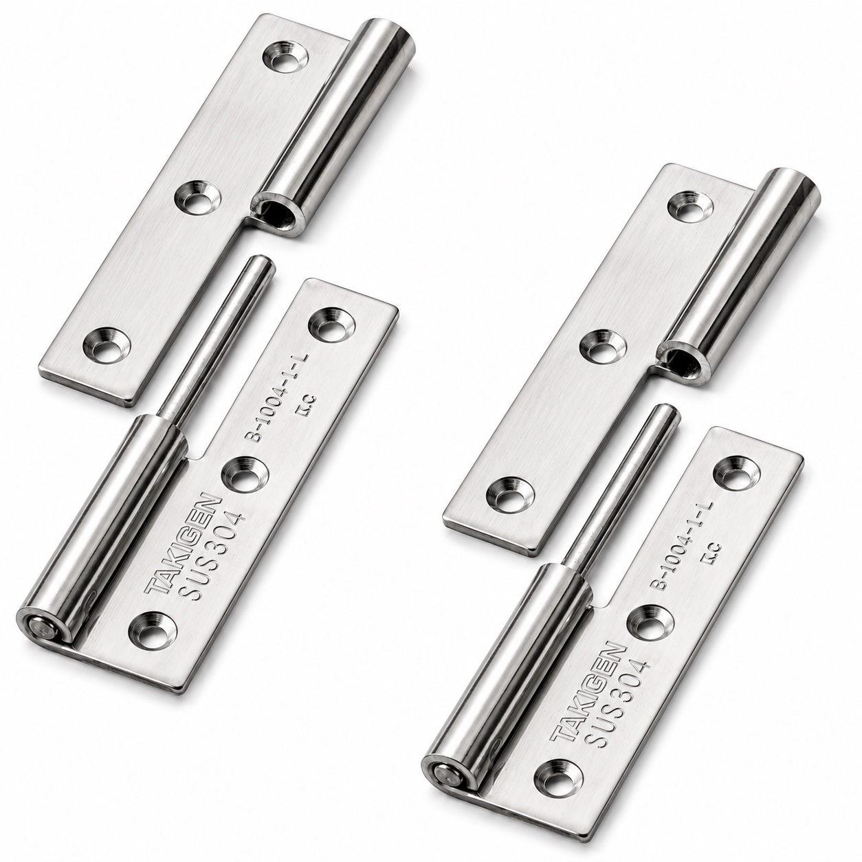 2-delars högkvalitativ postergångjärn, gjort av SUS304 rostfritt stål, lastkapacitet: 15 kg (34 lbs), 75 mm (2-61/64"), version: vänster, B-1004-1-L. Robust lyftjärn för dörrar, underhållsluckor och mycket mer, av TAKIGEN (Japan)