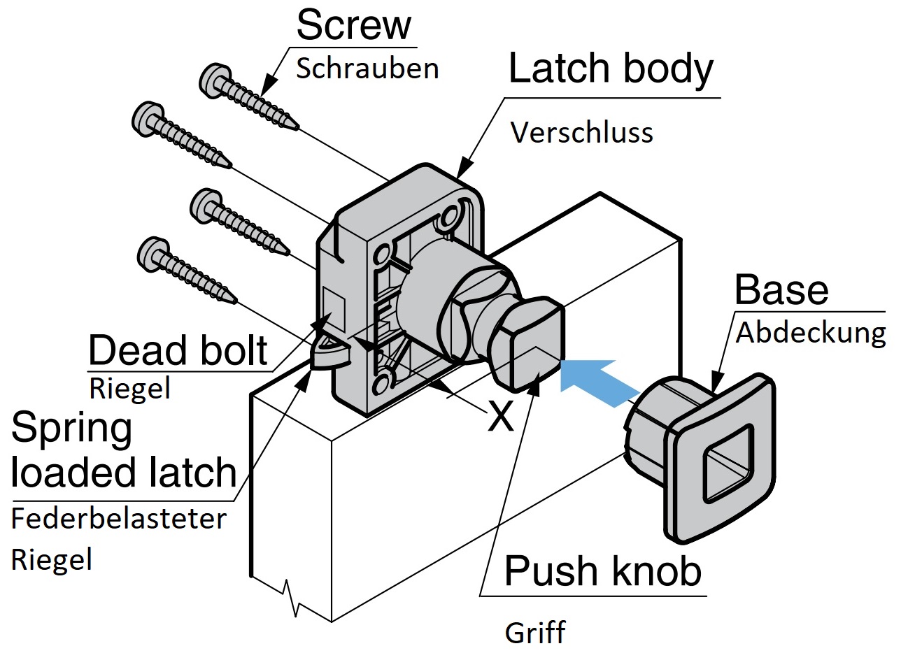 Högkvalitativ tryckknapp med handtagsfunktion, tillverkad av mässing, yta: förnicklad, satinerad matt, version: fyrkantig, TLP-S-BB-WB och TLP-LBM(W). Solid snäppfäste för yacht och mycket mer, av Sugatsune / LAMP® (Japan) - Bild 7