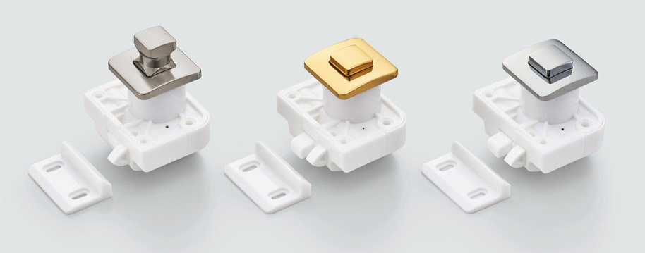 Högkvalitativ tryckknapp med handtagsfunktion, tillverkad av mässing, yta: förnicklad, satinerad matt, version: fyrkantig, TLP-S-BB-WB och TLP-LBM(W). Solid snäppfäste för yacht och mycket mer, av Sugatsune / LAMP® (Japan) - Bild 8