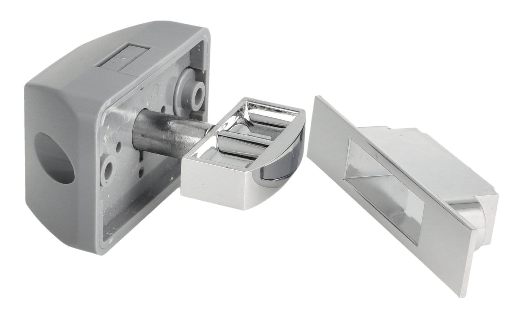 Högkvalitativ snäppfäste med soft-close och handtagsfunktion, tillverkad av zamak, yta: förkromad, design: rektangulär, 14.03.042-0. - Bild 3