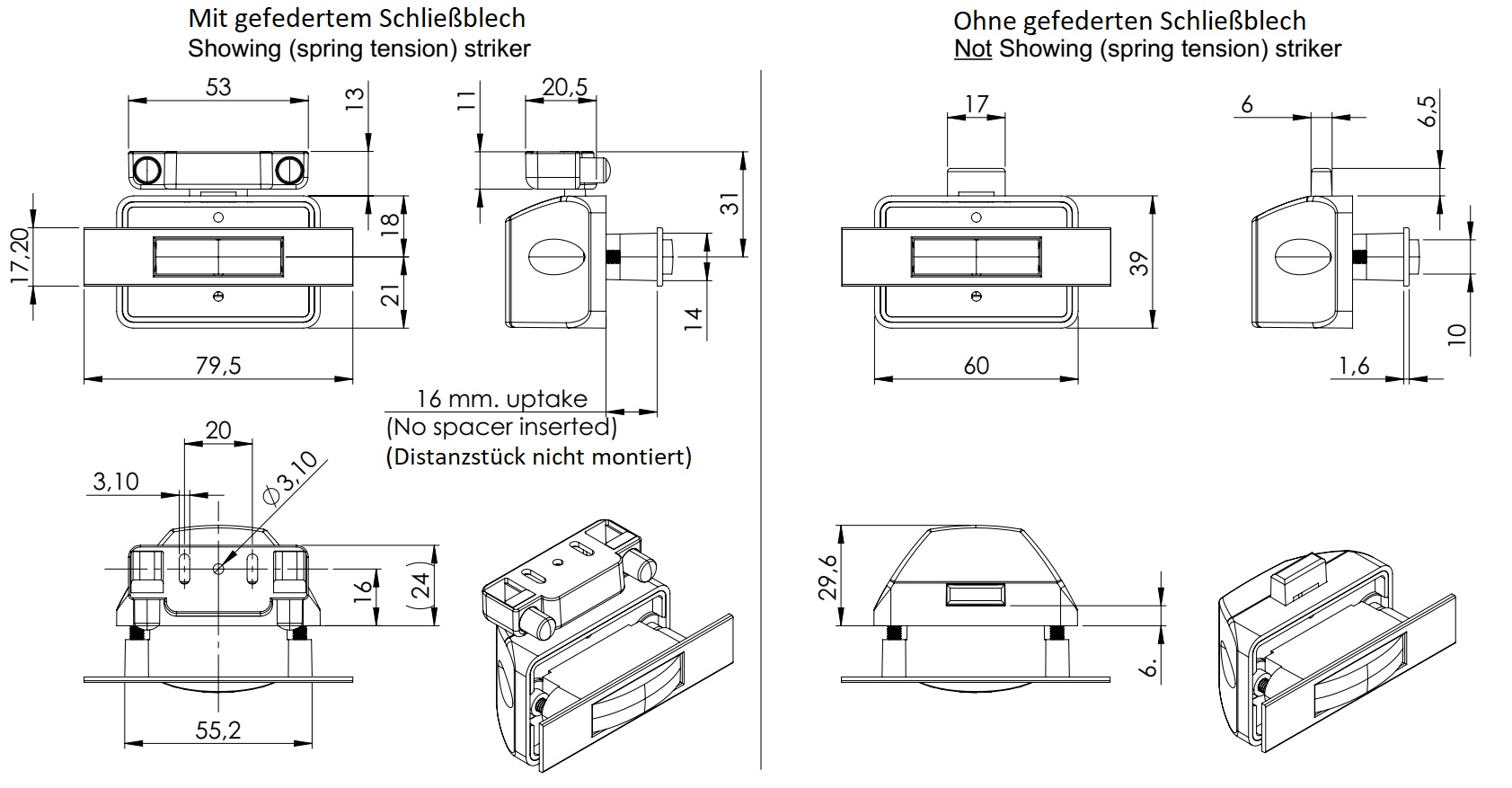 Högkvalitativ snäppfäste med soft-close och handtagsfunktion, tillverkad av zamak, yta: förkromad, design: rektangulär, 14.03.042-0. - Bild 4