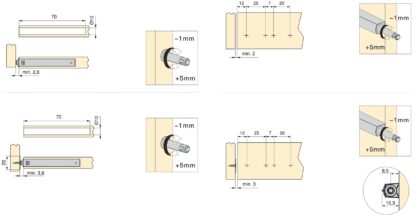 2 stycken elegant snäpplås, med monteringshölje, yta: antracitgrå, version: icke-magnetisk, 1900223. Stabil push-to-open dörröppnare för möbeldörrar, skåpdörrar, klaffar och mycket mer, från EMUCA - Bild 4