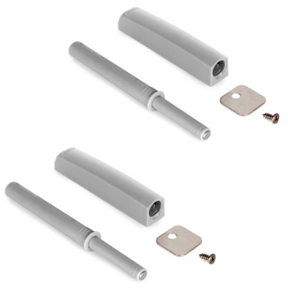 2 stycken elegant tryckspärr, med monteringshölje, yta: grå, version: magnetisk, 1900321. Stabil push-to-open dörröppnare för möbeldörrar, skåpdörrar, klaffar och mycket mer, från EMUCA