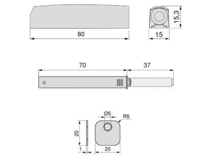2 stycken elegant tryckspärr, med monteringshölje, yta: grå, version: magnetisk, 1900321. Stabil push-to-open dörröppnare för möbeldörrar, skåpdörrar, klaffar och mycket mer, från EMUCA - Bild 2