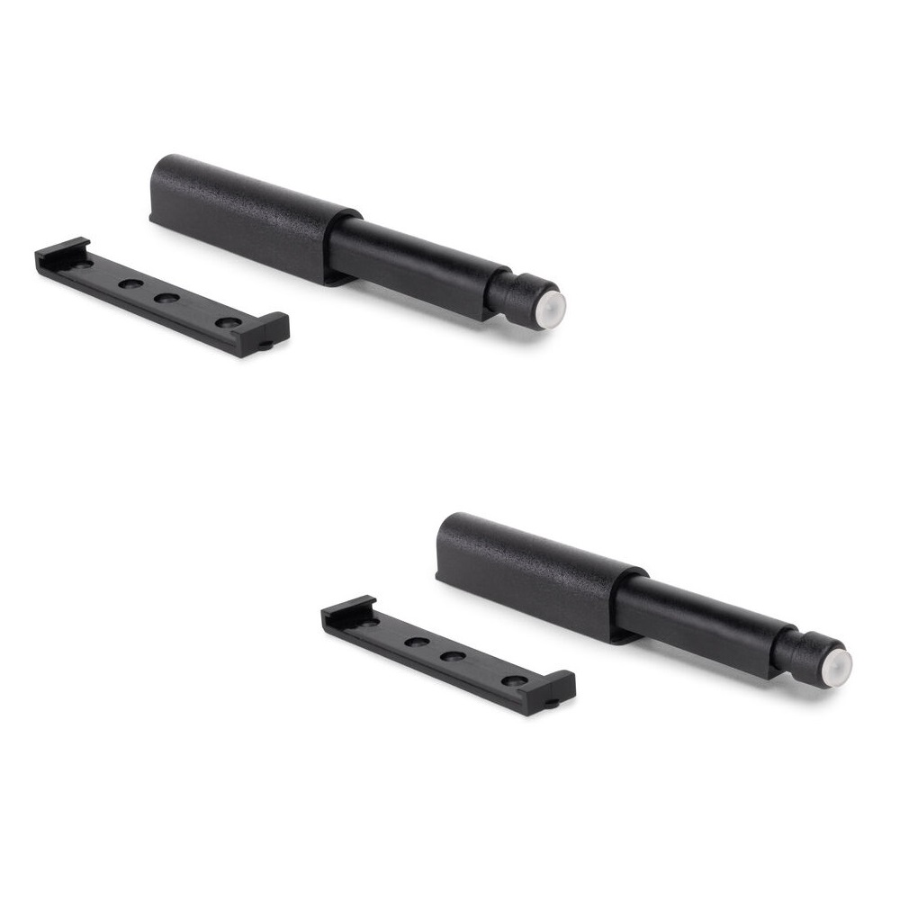 2 stycken eleganta snäpplås, yta: svart, 62 mm (2-7/16"), version: icke-magnetisk, 2033817. Robust push-to-open-stängning för möbeldörrar, skåpdörrar, luckor och mycket mer, från EMUCA