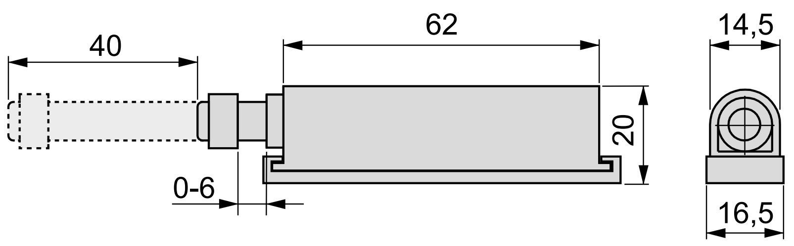 2 stycken eleganta snäpplås, yta: svart, 62 mm (2-7/16"), version: icke-magnetisk, 2033817. Robust push-to-open-stängning för möbeldörrar, skåpdörrar, luckor och mycket mer, från EMUCA - Bild 2