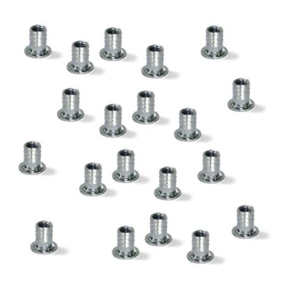20 stycken högkvalitativ presspassningsmutter med invändig gänga M8, tillverkad av stål, yta: galvaniserad, 20 mm (25/32"), 8029105. Praktisk insatshylsa med krage för möbelanslutningar och mycket mer, från EMUCA