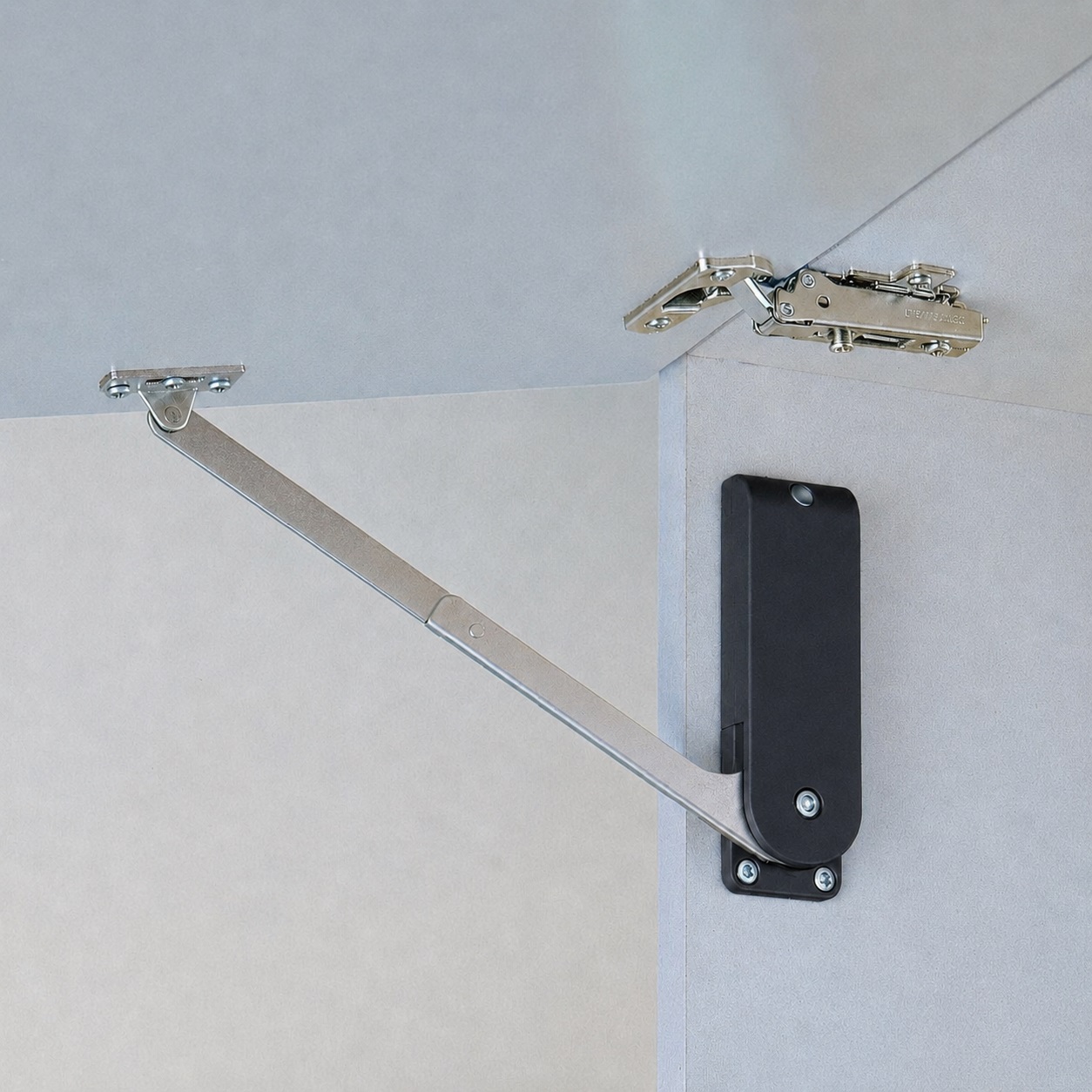 Högkvalitativ klaffhållare, yta: svart, version: vänster, HDS-30KL-BL. Robust flikstöd för hopfällbara skåpor, köksmöbler och mycket mer, av Sugatsune / LAMP® (Japan) - Bild 4