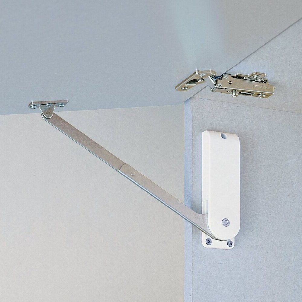 Högkvalitativ klaffhållare, yta: vit, version: vänster, HDS-30HL-WT. Robust flikstöd för hopfällbara skåpor, köksmöbler och mycket mer, av Sugatsune / LAMP® (Japan) - Bild 4