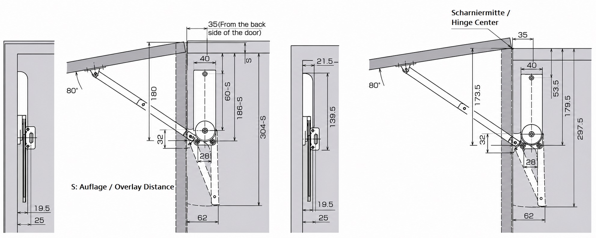 Högkvalitativ klaffhållare, yta: vit, version: vänster, HDS-30KL-WT. Robust flikstöd för hopfällbara skåpor, köksmöbler och mycket mer, av Sugatsune / LAMP® (Japan) - Bild 3
