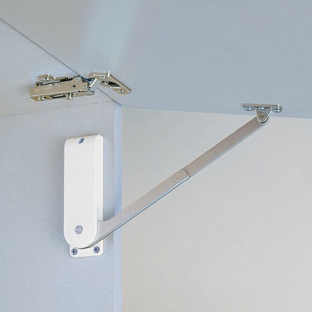 Högkvalitativ klafffästare, yta: vit, version: höger, HDS-30KR-WT. Robust flikstöd för hopfällbara skåpor, köksmöbler och mycket mer, av Sugatsune / LAMP® (Japan) - Bild 4