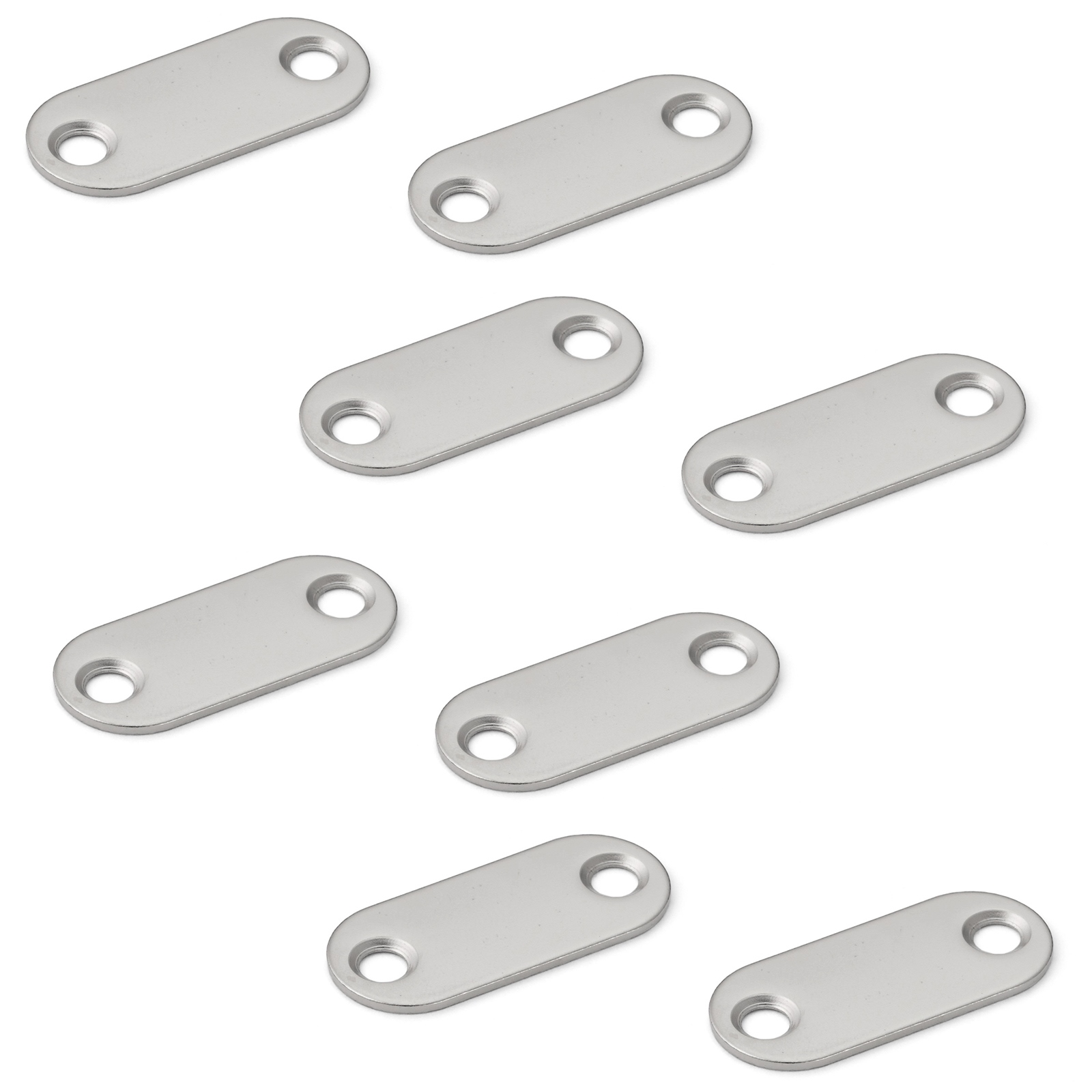 8st lång oval magnetisk motplatta med 2 försänkta hål, MC-YN001U, 35 mm (1-3/8"), av Sugatsune, nickelpläterad. Produktbild