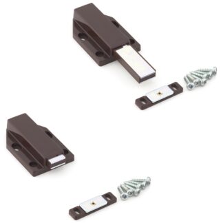 2 stycken magnetiska snäpplås, inkl. motplatta ML-120BR, 38 mm (1-1/2") från Sugatsune, brun, version: med lång låspinne.  Produktbild