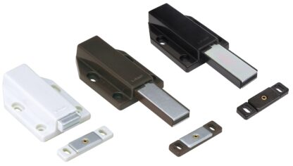 2 stycken magnetiska snäpplås, inkl. motplatta, yta: brun, 38 mm (1-1/2"), version: med lång låspinne, ML-120BR. Push-to-open dörröppnare för möbeldörrar, skåpdörrar och mycket mer, av Sugatsune / LAMP® (Japan) - Bild 4