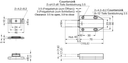 2 stycken magnetiska snäpplås, inkl. motplatta, yta: brun, 38 mm (1-1/2"), version: med lång låspinne, ML-120BR. Push-to-open dörröppnare för möbeldörrar, skåpdörrar och mycket mer, av Sugatsune / LAMP® (Japan) - Bild 2