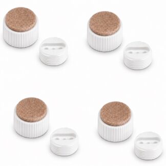 Fyra delar av robust möbeljustering, B573-25-WH, diameter: ⌀25 mm, från Kojima, lastkapacitet: 600 kg (1323 lbs), vit, version: med filtplatta. Produktbild