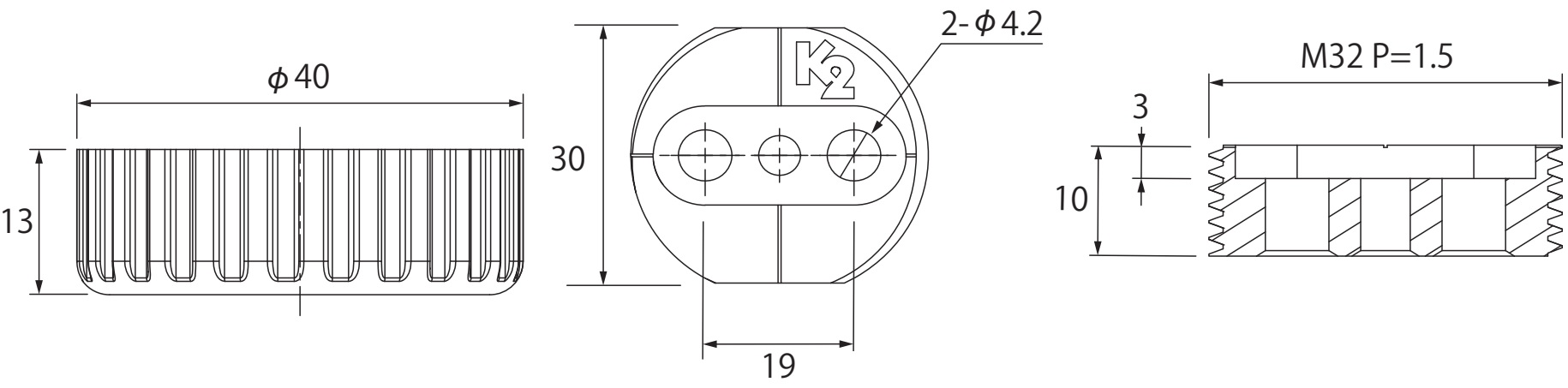4 robusta möbeljusteringar, lastkapacitet: 800 kg (1764 lbs), yta: vit, ⌀40 mm (1-37/64"), version: standard, B571-40-WH. Justerbar fot för bordsben, möbelben, skåpfötter och mycket mer, av Kojima (Japan) - Bild 2