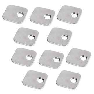 10 stycken fyrkantig motplatta med off-center hål, yta: nickelpläterad, 20 mm (25/32"), 1050007. motsvarighet med lateralt förskjuten perforering för magnetiska lås, push-to-open och mycket mer, av EMUCA