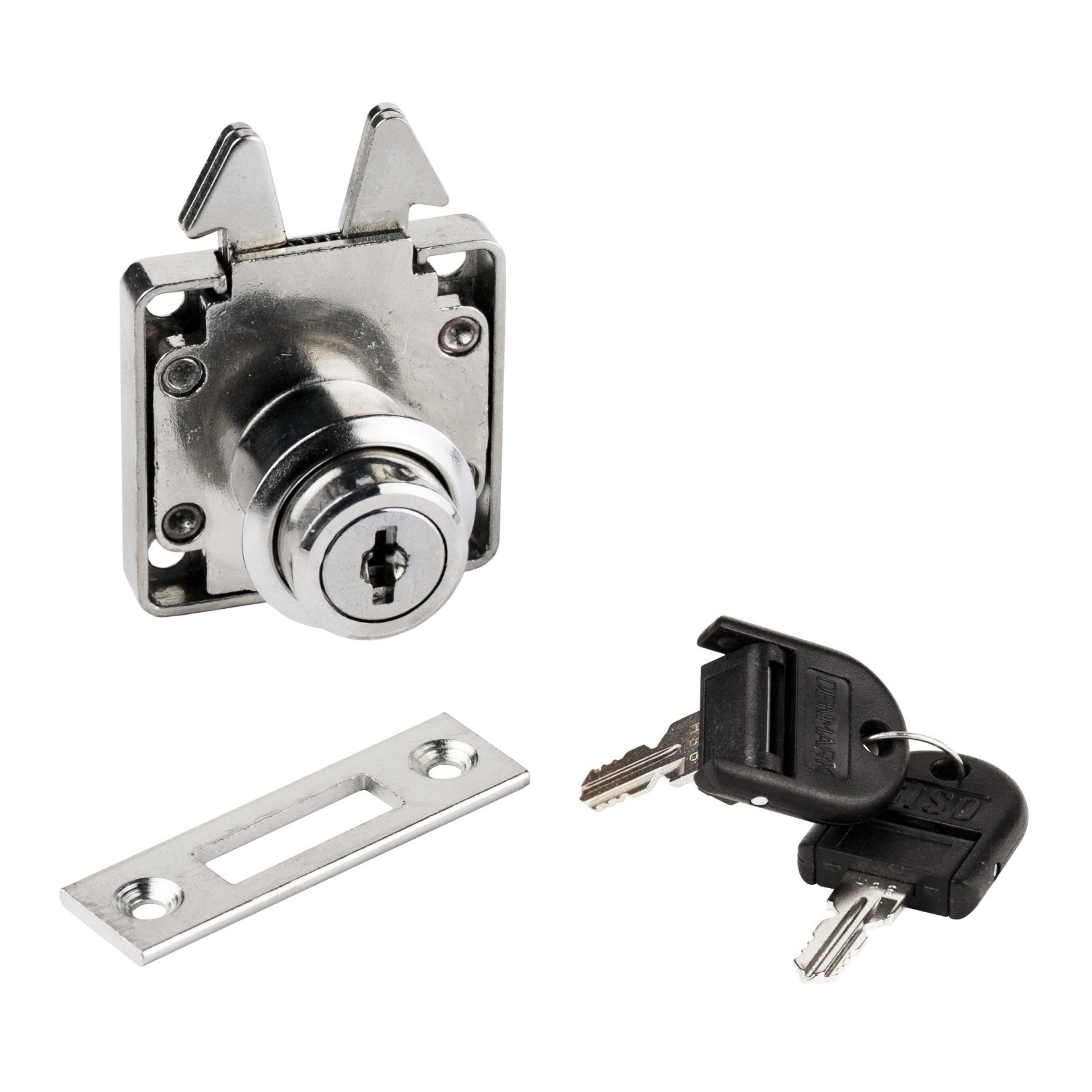 Högkvalitativt rulljalusilås med fällbara nycklar och huvudnyckelsystem J12, yta: förnicklad, 14.01.464-0. Skjutdörrlås för rulljalusier, möbelskjutdörrar och mycket mer, av SISO Danmark