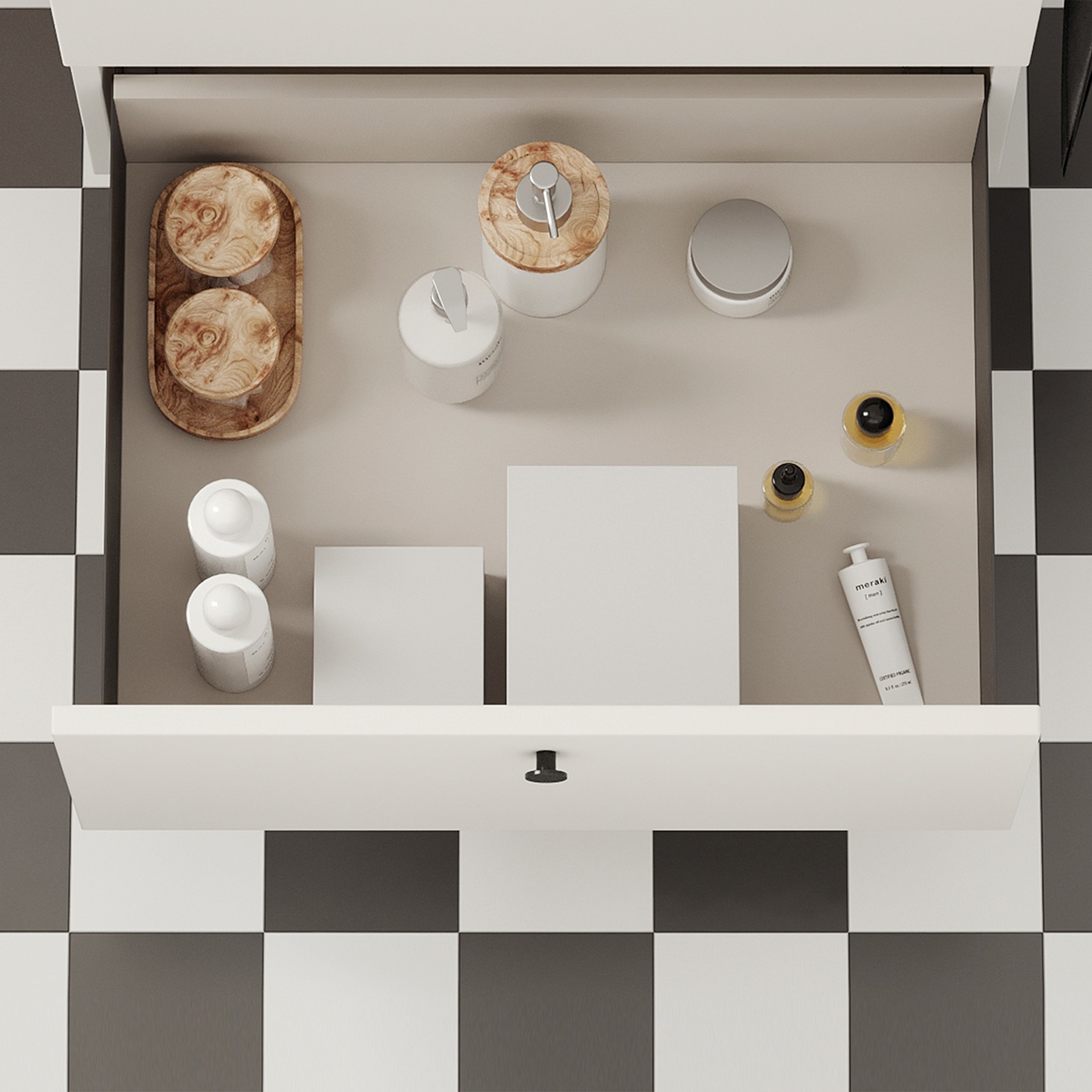 Lådset, med extra tunna ramar, höjd: 88 mm (3-15/32"), yta: antracitgrått, 490 mm (19-19/64"), version: delvis utdragbar med push-to-open, 3275435 låda för köksmöbler och mycket mer, från EMUCA - Bild 2