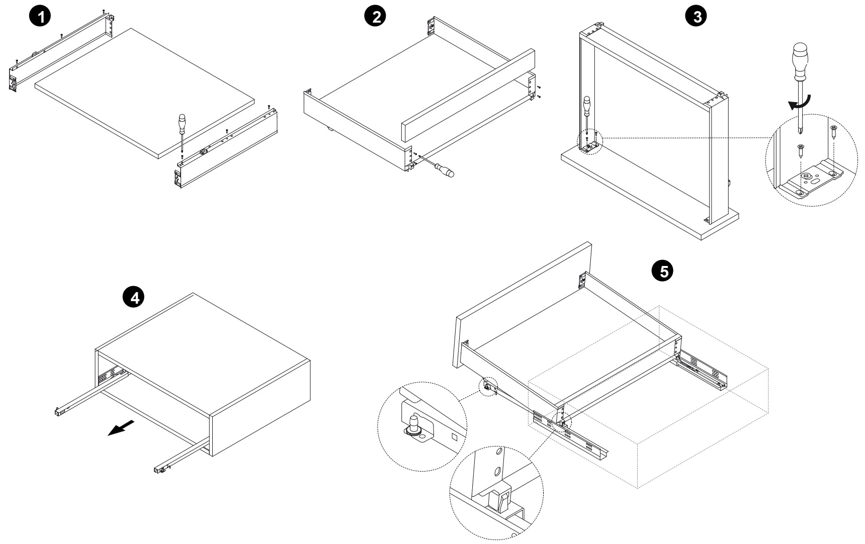 Lådset, med extra tunna ramar, höjd: 88 mm (3-15/32"), yta: vit, 340 mm (13-25/64"), version: full förlängning med mjuk stängning, 3275112 lådset för köksmöbler och mycket mer, från EMUCA - Bild 7