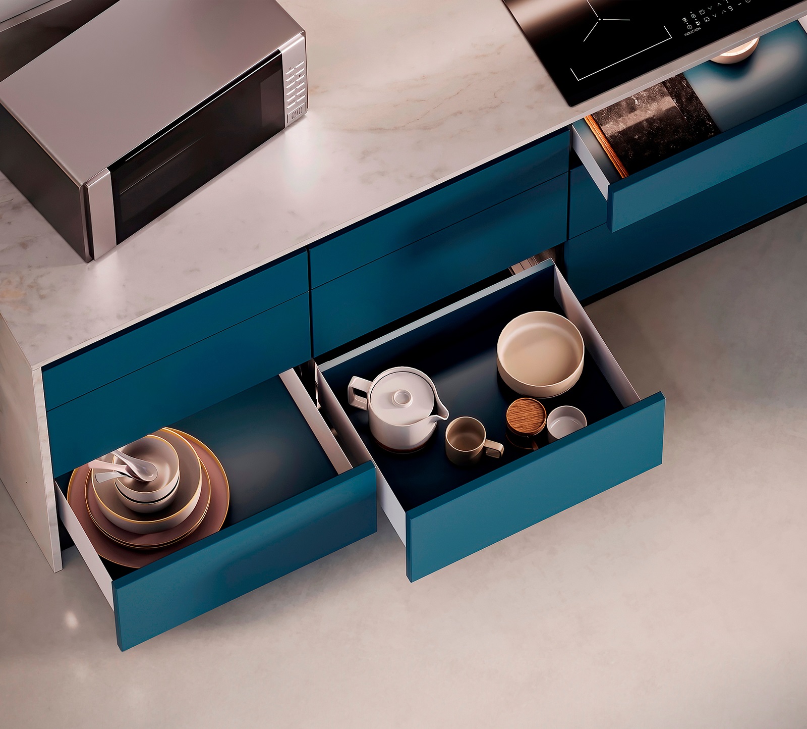 Lådset, med extra tunna ramar, höjd: 88 mm (3-15/32"), yta: vit, 490 mm (19-19/64"), version: full förlängning med mjuk stängning, 3275412 lådset för köksmöbler och mycket mer, från EMUCA - Bild 8