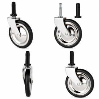 4 stycken klassisk tevagnscastor, 08.01.110-1, diameter: ⌀75 mm, från SISO, lastkapacitet: 60 kg (133 lbs), nickelpläterad. Produktbild
