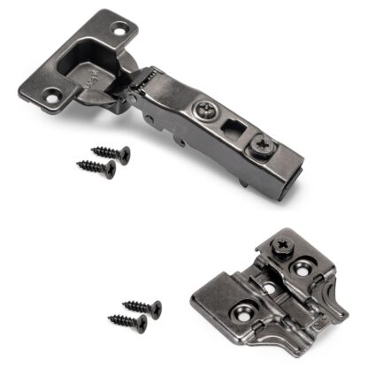 Gångjärn för sugskålar, soft-close, clip-on-montering, 3D-justerbar, inkl. monteringsplatta, yta: svart nickel, utförande: utanpåliggande, 1040052. gångjärn för möbler, skåp och mycket mer, från EMUCA