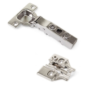 Gångjärn för sugskålar, soft-close, clip-on-montering, 3D-justerbar, inkl. monteringsplatta, yta: förnicklad, utförande: utanpåliggande, 1040007. gångjärn för möbler, skåp och mycket mer, från EMUCA
