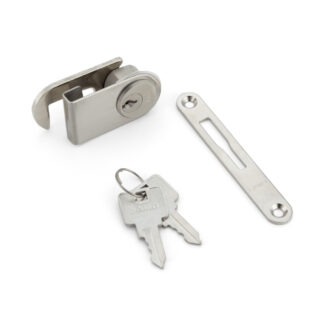 Cylinderspakslås för glasdörrar, inklusive slagplatta, med liknande nyckel 2100GLK-D, av Sugatsune / LAMP (Japan)