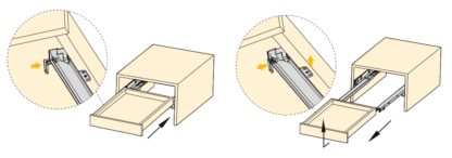 Golvmedar, lastkapacitet: 30 kg (67 lbs), 300 mm (11-13/16"), version: fullutdrag med soft-close, 3124105. Högkvalitativa golvutdrag för trälådor, trälådor, trähyllor och mycket mer, från EMUCA - Bild 2