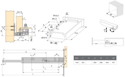 Golvmedar, lastkapacitet: 25 kg (56 lbs), 500 mm (19-11/16"), utförande: delvis utdrag med push-to-open, 3123505. Högkvalitativa golvutdrag för trälådor, trähyllor och mycket mer, från EMUCA - Bild 2