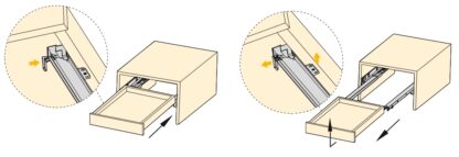 Golvmedar, lastkapacitet: 25 kg (56 lbs), 500 mm (19-11/16"), utförande: delvis utdrag med mjukstängning, 3019505. Golvutdrag av hög kvalitet för trälådor, trälådor, trähyllor och mycket mer, från EMUCA - Bild 3