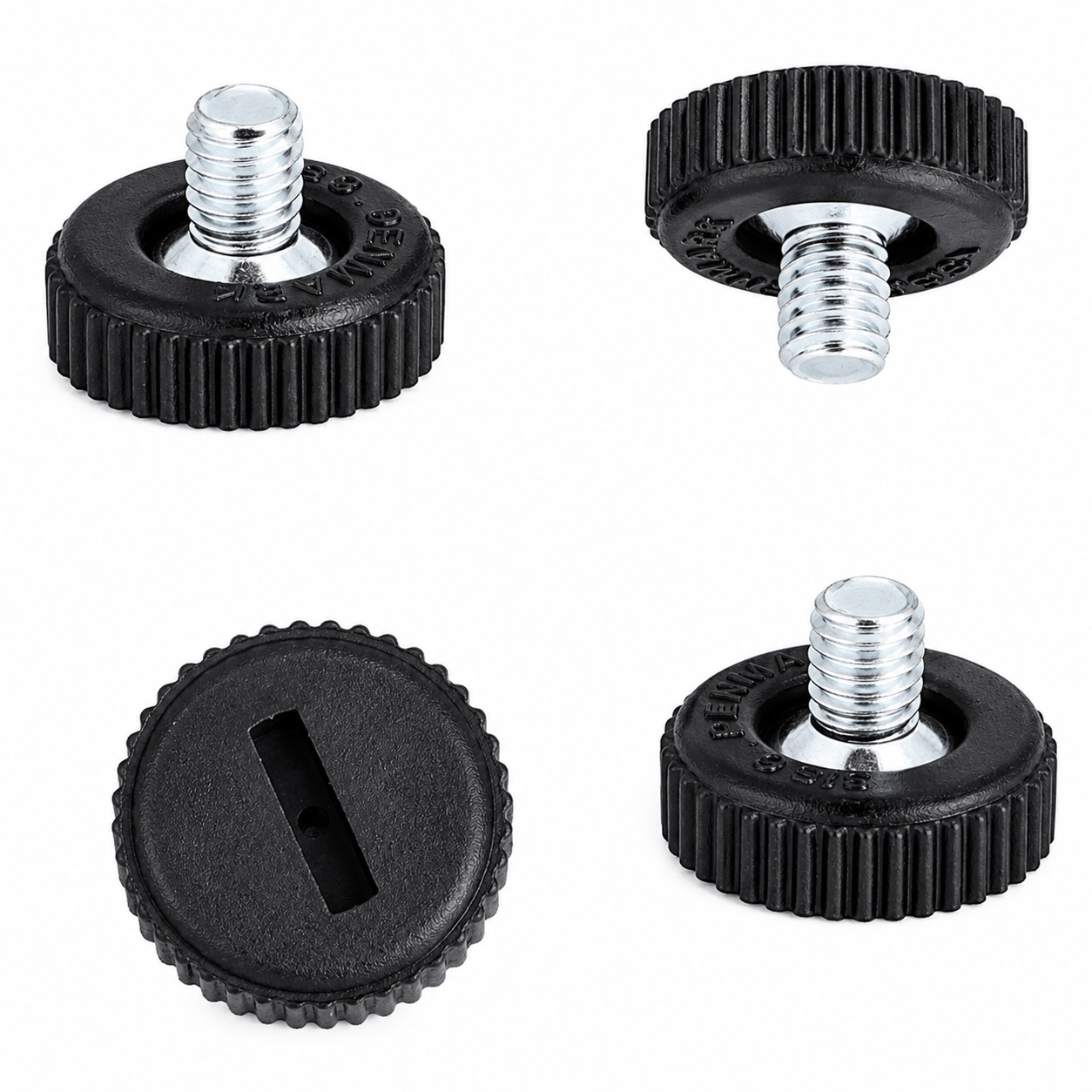 4 delar robust justerbar fot med skruvmejselspår, gjorda av metall och plast, yta: svart, 15 mm (19/32"), 10.17.047. Stabil höjdjusterare för skåp, maskiner och mycket mer, från SISO Danmark